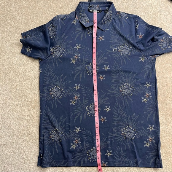 NEW Travis Mathew Polo Shirt Mens Large Blue Golf Calmer Waters Floral Hawaiian - Picture 9 of 10